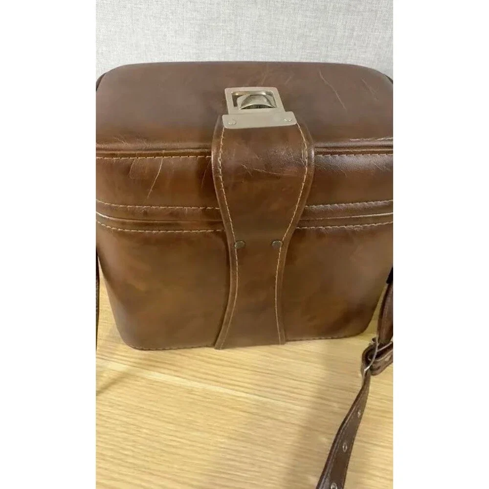 Vintage 70s Hard Shell Camera Case Brown Leatherette Made in USA EL-2 Minolta